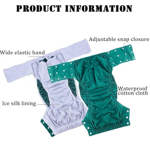 ZSVUCWPYO 2 Pack Adult Cloth Diapers Reusable Adult Diapers for Women Men,Waterproof Adjustable Cloth Incontinence