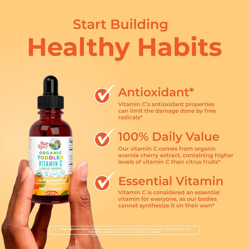 MaryRuth Organics Toddler Vitamin C Drops, USDA Organic Liquid Drops for Immune Support, Ages 1-3 Years