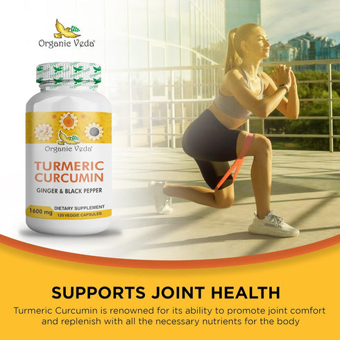 Organic Veda Turmeric and Ginger Capsules, 120 Pills for Joint Support, Non-GMO, Gluten Free Supplement