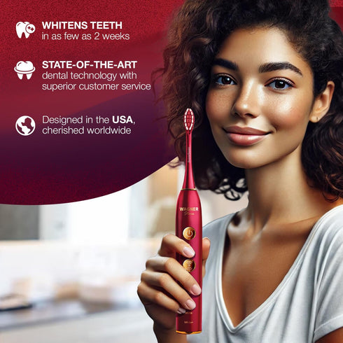 Wagner Stern WHITEN+ Edition Whitening Electric Toothbrush, 5 Brushing Modes, 8 Soft Brush Heads, Luxury Travel Case