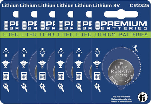 Premium Batteries Premium Renata CR2325 Lithium 3V Coin Cell - Swiss Engineered High Capacity