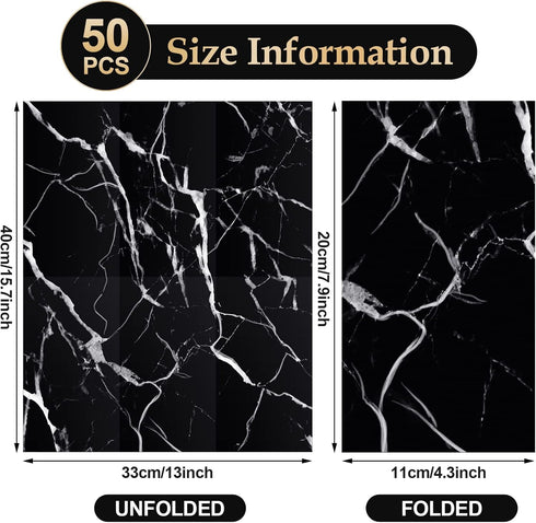 Zonon 50 3 13x16 Inch Pcs Black Marble Guest Towel Disposable Bathroom Paper Napkins Decorative Hand Towels Ply