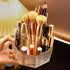 LINFIDITE 360° Rotating Makeup Brush Holder, Clear Cosmetic Display Case with 5 Slots for Vanity Organizer