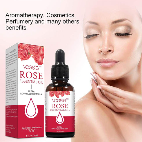 Rose Essential Oil 30ml - Aromatherapy, Skin Moisturizing, Anti-Aging, Reduce Pigmentation, Quickly Absorbed