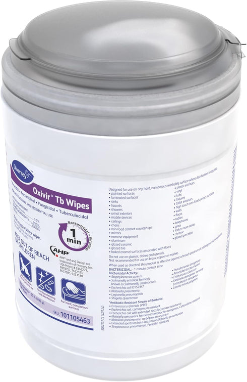Diversey Oxivir Tb 101105463 One Step Disinfectant Cleaning Wipes, 160-Wipes, Accelerated Hydrogen Peroxide