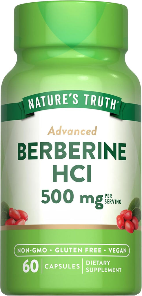 Nature's Truth Berberine 500mg | 60 Capsules | Vegan, Non-GMO, Gluten Free Supplement
