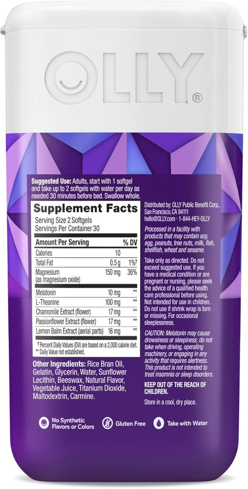 OLLY Ultra Strength Sleep Softgels, 10mg Melatonin and Chamomile, Supports Deep Restful Sleep, 60 Count