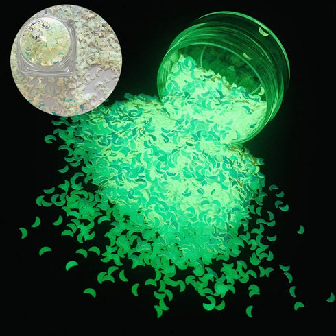 PrettyG 6 Boxes Luminous Nail Art Glitter Set, Glow in The Dark 3D Stickers for DIY Nail Craft Accessories