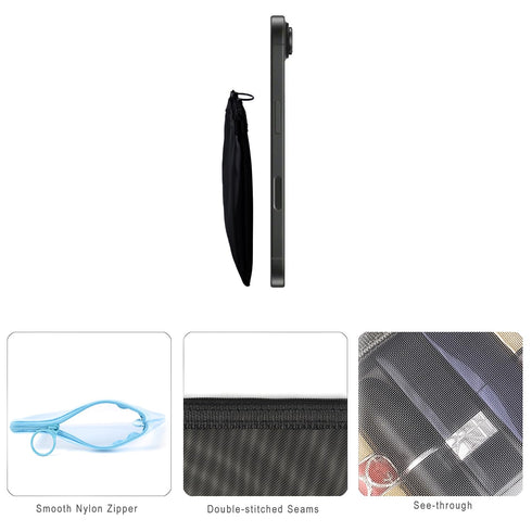 Patu Mini Zipper Mesh Bags, Size S / A7, 4" x 5", 5 Pieces, Small Travel Kit Storage Pouch for Beauty Makeup Lipstick