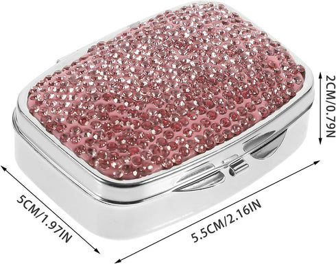 KICHOUSE Portable Travel Pill Organizer Small Metal Medicine Case Multi-Compartment Mini Medicine Container for Purse