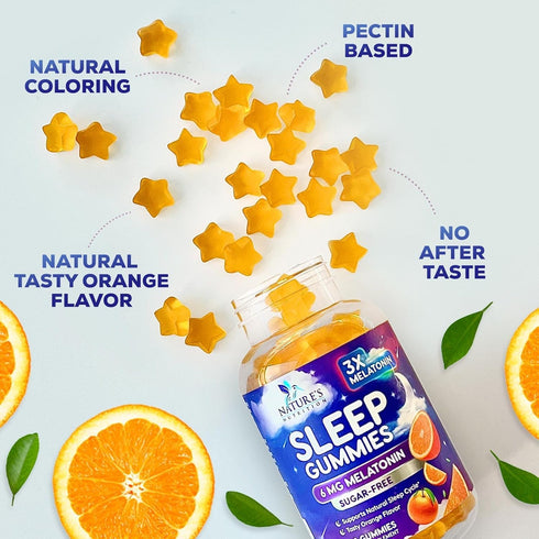 Melatonin Sleep Gummies Sugar Free, 60 Sleep Gummies - Natural Extra Strength Sleep Support for Adults