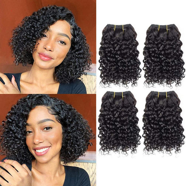Human Hair Bundles, Kinky Curly Wave Hair, 4 Bundles 50 Gram/Bundle, 8A Unprocessed Kinky Curly Wave (8 8 8 8 1b)