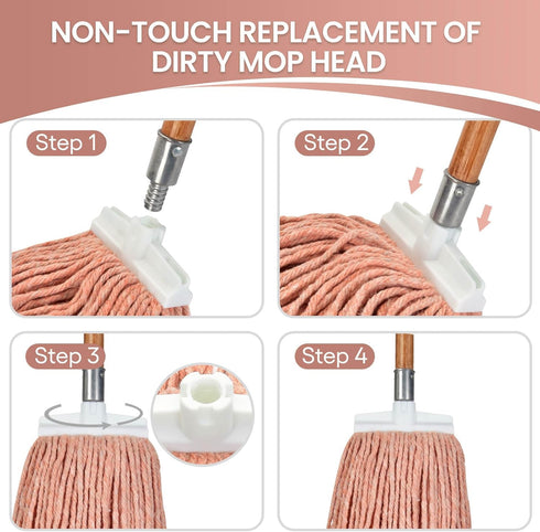 Large,3Pack) 2 Pack Commercial Matthew Cleaning Screw-on Heavy Duty Cotton Wet Mop Replacement Heads(Orange