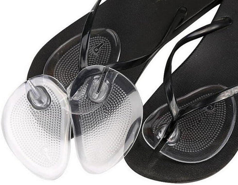 2Pairs Silicone Gel Sandal Thong Protectors - Non-Slip Forefoot Pads, Cushion Flip-Flop Pain Relief Inserts