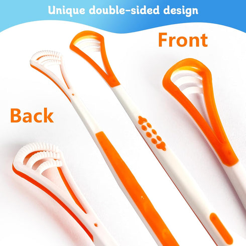 4-Pack Tongue Scraper Oral Care Kits – Dual-sided Brushes for Reducing Bad Breath, Ideal for Adults and Kids