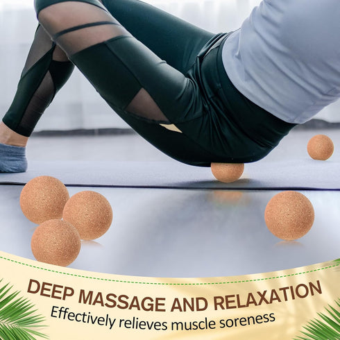 Seenelling 50 (2 Inch) Pcs Cork Massage Ball Solid Hard Myofascial Release Yoga Ball for Back Foot Neck Pain Therapy
