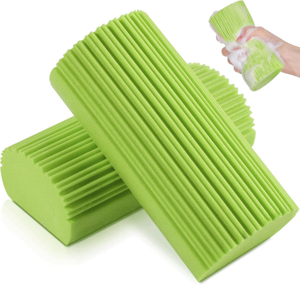 2-Pack Damp Clean Duster Sponge, Magic Sponge Eraser Tool for Cleaning Blinds, Glass, Vents, Mirrors, Faucets