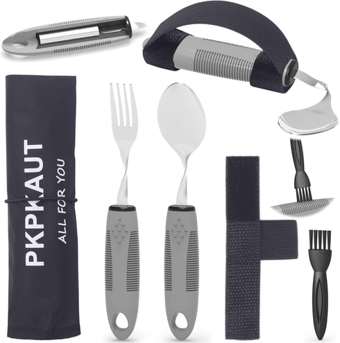 Weighted Silverware for Parkinson's Patients, Adaptive Eating Utensils for Hand Tremors, Built Up for Elderly