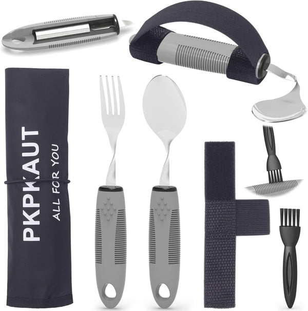 Weighted Silverware for Parkinson's Patients, Adaptive Eating Utensils for Hand Tremors, Built Up for Elderly