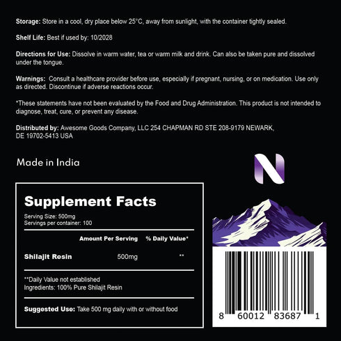 NUTRIVIUM 75% 85+ Immunity 50g Himalayan Shilajit Resin - Fulvic Acid | Natural Energy, Stamina & Vitality Booster |