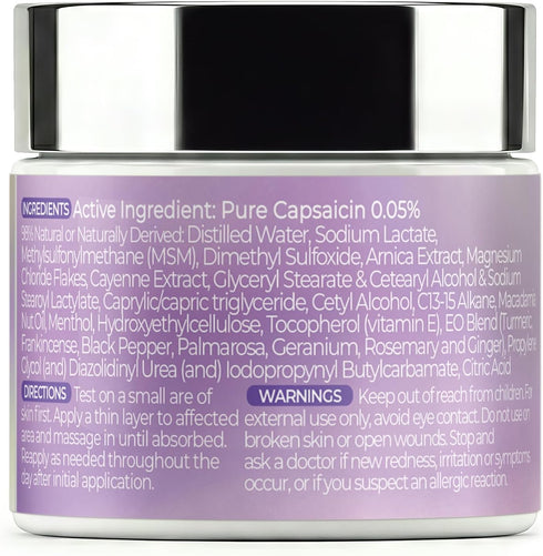 PURPLE CANYON All in One Magnesium Pain Cream Natural Pain Relief Cream with Arnica, MSM & Capsaicin for Muscle & Joint