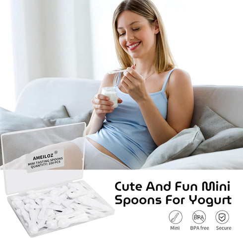 100PCS 3 Inch Mini Tasting Spoons, Tiny Plastic Spoons for Yogurt, Pudding, Jello Shots, and Ice Cream