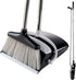 Broom and Dustpan Set, Lightweight Upright Lobby Broom and Dust Pan Combo for Home Kitchen Office (Gray and Black)