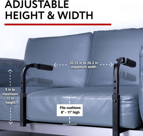 Setup Impresa Arm Chair Stand Assist Rail - Black, Modern, Solid, S-Shape - Heavy Duty Adjustable Chair Support Stand