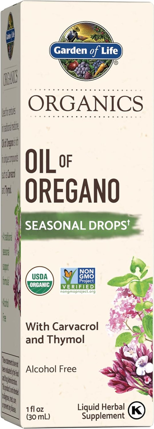 Garden of Life Organics Oil of Oregano Seasonal Drops 1fl oz (30 mL) - Plant Based Immune Support