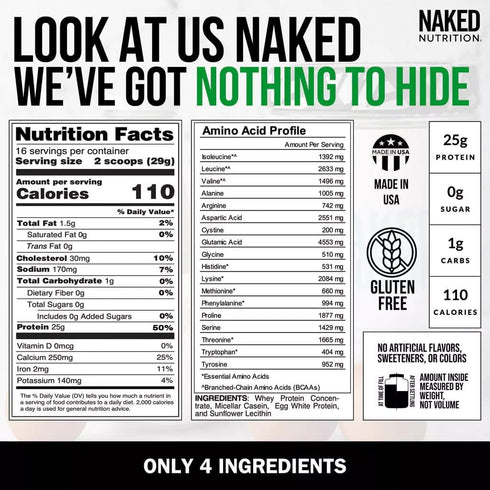 Naked Protein Powder Blend - Unflavored Egg, Whey and Casein Protein