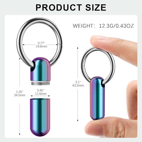 Small Pill Case Keychain, Portable Waterproof Titanium Pocket Organizer for Travel