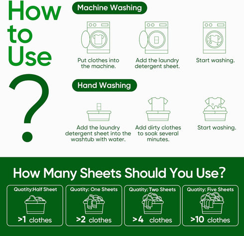 Travel Laundry Detergent Sheets - 300 Loads | Fisroa Plastic-Free Washer Sheets, Fresh Linen Scent