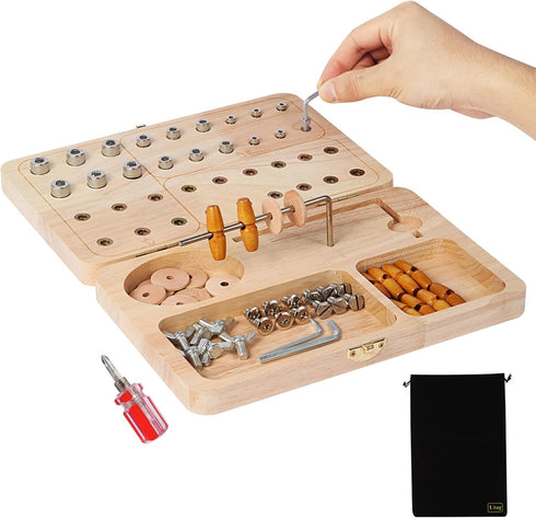 U Tag It Wooden Pegboard for Finger Dexterity, Upgraded 36-Hole Wooden Hand Therapy Peg Board