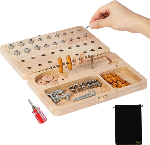 U Tag It Wooden Pegboard for Finger Dexterity, Upgraded 36-Hole Wooden Hand Therapy Peg Board