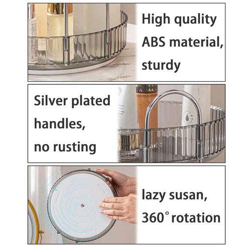 Rotating Makeup Organizer for Vanity, 3 Tier High-Capacity Skincare Clear Storage, Perfume Organizers Cosmetic Dresser