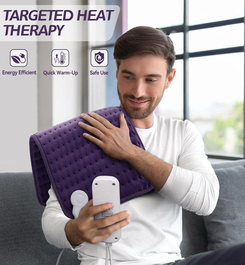 MIKRALE 6 Settings, 4 Women,12"x24" Electric Heating Pad for Back, Neck & Cramps Relief - Moist & Dry Heat Therapy
