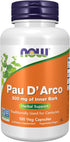 NOW Supplements Pau D'Arco 500 mg - Herbal Support - 100 Veg Capsules