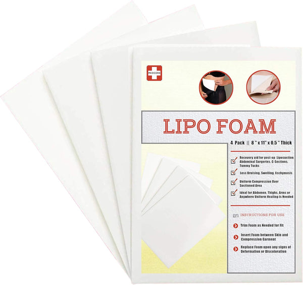 Medcore 4 Pack Lipo Foam Board - Post Surgery Ab Board for Liposuction, C-Section, Tummy Tucks, BBL Surgeries