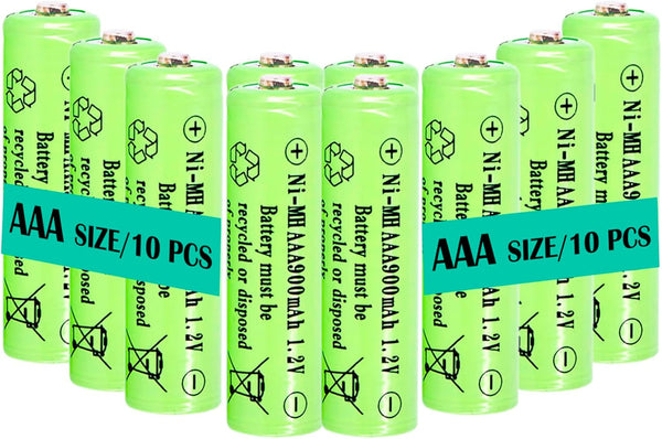 10 Packs 1.2V AAA 900mAh Ni-MH Rechargeable Batteries for Solar Lights