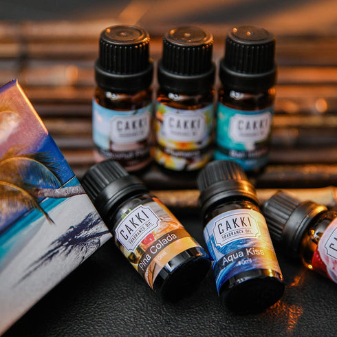 CAKKI Summer Essential Oils Set for Diffusers, 6X10ml with Coconut Passion, Plumeria, Pina Colada, Aqua Kiss