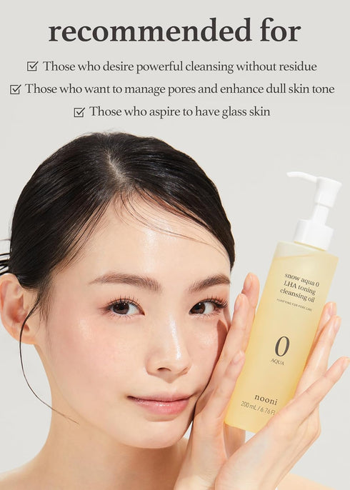 NOONI Korean Facial Oil Cleanser - 200ml Snow Aqua Toning Cleansing Oil for Double Cleansing