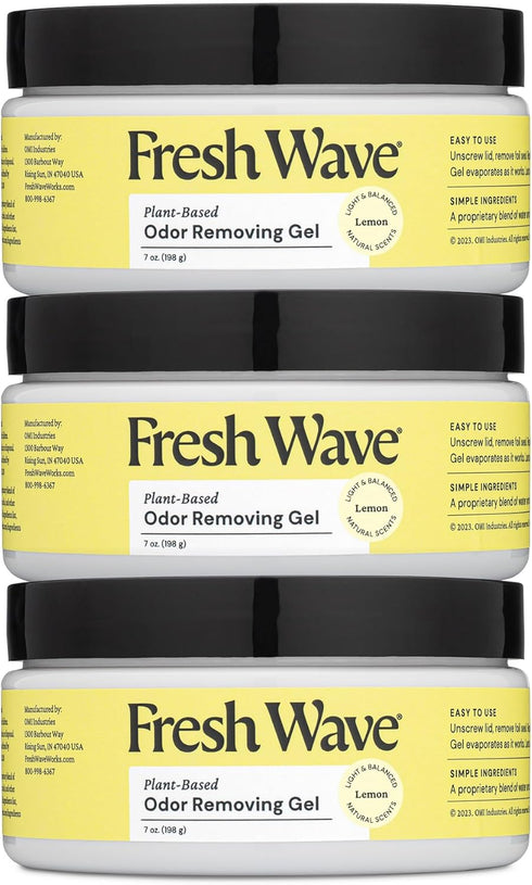 Fresh Wave Lemon Odor Removing Gel, 7 oz, Pack of 3, Natural Plant-Based Odor Eliminator