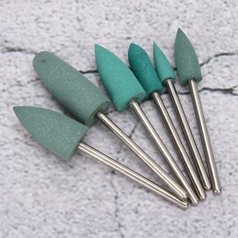 Nail Drill Bits Set, 6pcs Nail Polishing Grinding Machine Tools, Silicone Polisher for Acrylic Gel Nails, Manicure
