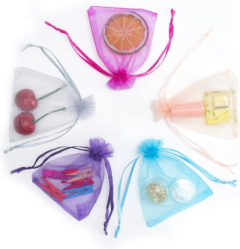 FOCCIUP 100 Pcs 3x4 Inches Mixed Color Organza Gift Bags with Drawstring for Christmas Wedding Birthday Party Favor