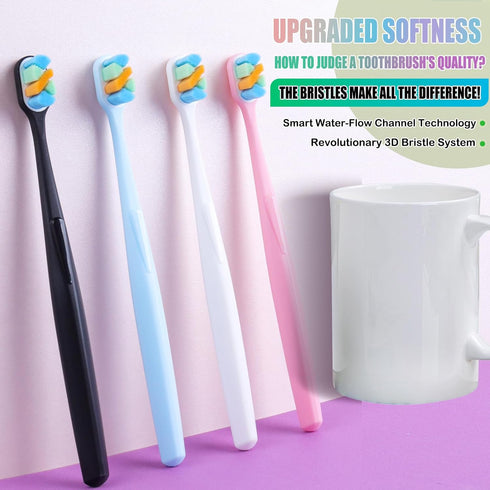 Tetragonal tree 6-Pack Extra Soft Toothbrushes for Sensitive Teeth & Receding Gums - Dentist-Designed Tapered Bristles