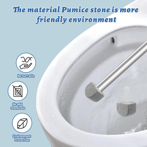 Pumice Stone Toilet Bowl Cleaner, Deep Cleaning Bathroom Brush with Long Handle, 1 Wand + 8 Pumice Stones