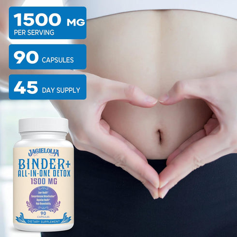 All-In-One Detox Binder Supplement 1500 MG - Liver Gut Detox Cleanse with Activated Charcoal, Zeolite & Bentonite Clay,