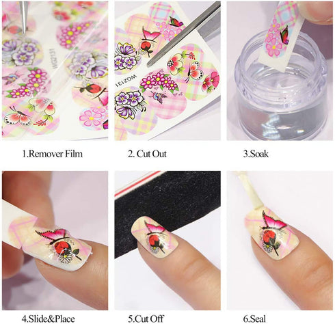 12 Sheets Rabbit Nail Stickers, Animal Water Transfer Nail Decals, Holographic Art Sticker for Women Girls