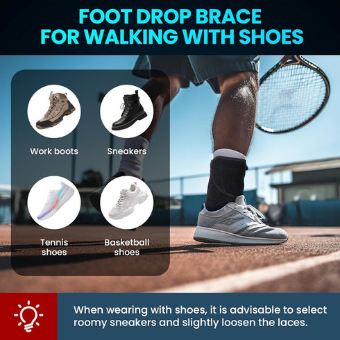 Welnove Foot Drop Support Brace, AFO Ankle Stabilizer for Improved Walking, Aiding Foot Control in Cases of Drop Foot