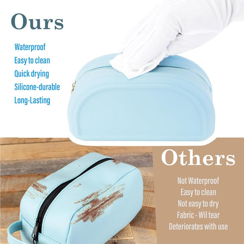 Silicone Makeup Bag, Waterproof Brush Holder, Travel Toiletry Organizer with Zipper